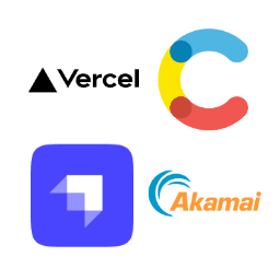 Contentful Logo, Strapi Logo, Vercel Logo, Akamai Logo