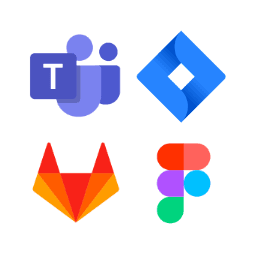 Microsoft Teams Logo, Jira Logo, Gitlab Logo, Figma Logo